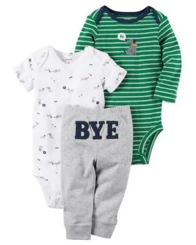 Carters Baby Boys 3 Piece Bodysuit & Pant Set - Size: 3 Months