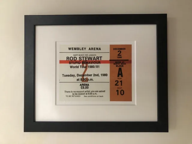 ROD STEWART - 1980/1“ Stupid Behaviour “Wembley Arena framed ticket giclee print