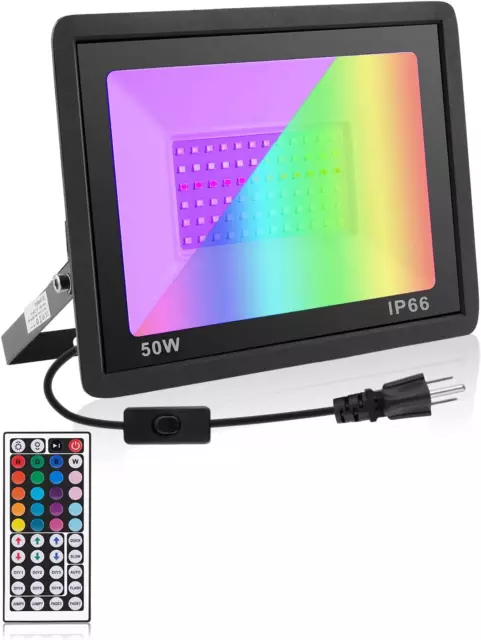 50W LED Black Light & RGB Flood Light 2 in ,Blacklight for Glow Party with Remot