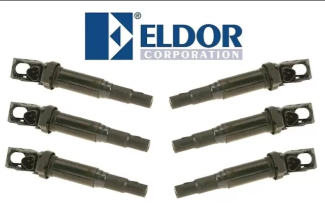 6x BMW Ignition Coils with Spark Plug Connector New Version 12138657273 Eldor