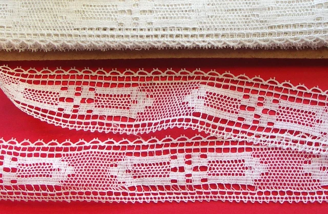 MERCERIE ancienne dentelle blanche1.Mx3cm#RUBBON lace
