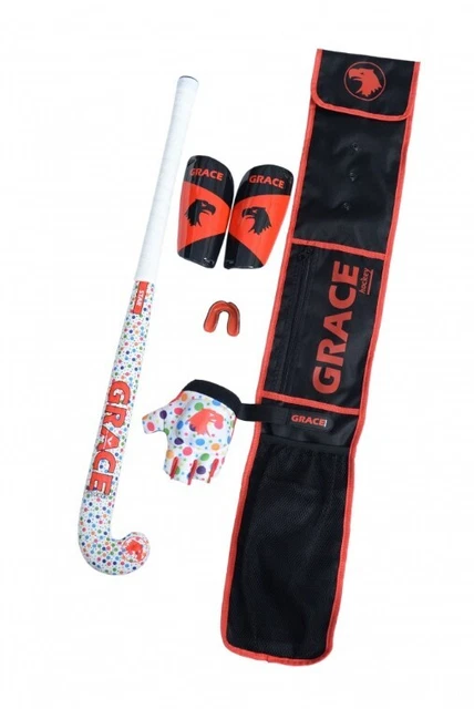 Junior Filed Hockey Stick with Glove, Shinpads, Mouth Guard & Bag