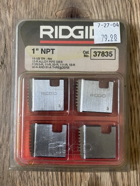 Ridgid 37835 1" NPT 11-1/2" TPI Pipe Threading Dies 11R 12R 0R 00R 111R 30A 31A Ridgid 37835 1" NPT 11-1/2" TPI Pipe Threading Dies 11R 12R 0R 00R 111R 30A 31A