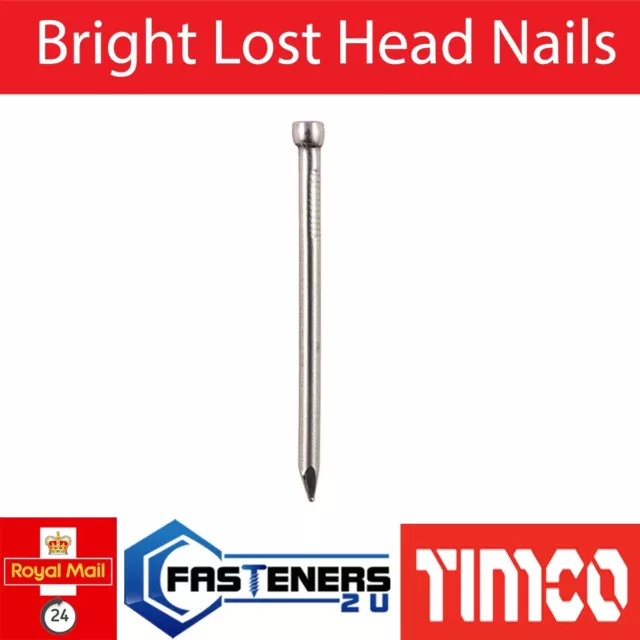 TIMco Bright Round Lost Head Nails   2.36 x 40mm , 3.0 x 50mm , 3.35 x  65mm