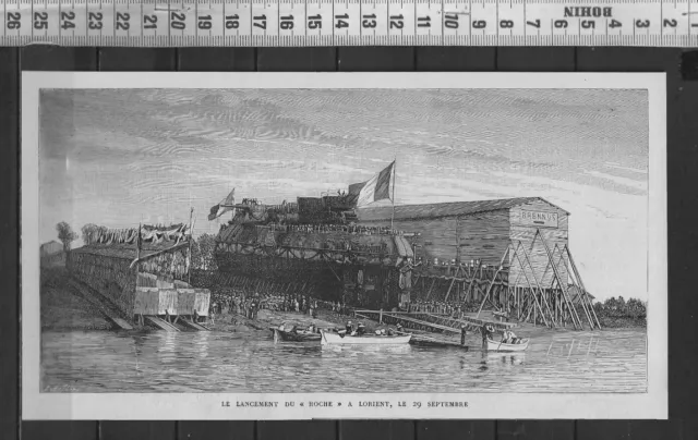 G380 / Gravure 1888 /  Le Lancement Du Hoche A Lorient