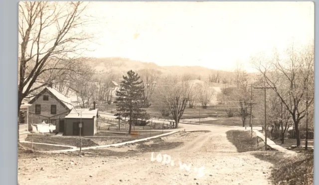 RURAL ROAD CROSSING c1900 lodi wi real photo postcard rppc wisconsin history