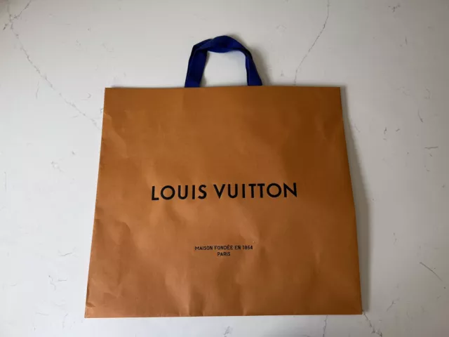 Authentic Louis Vuitton LV Orange Paper Shopping EMPTY Bag 19” X 16” 