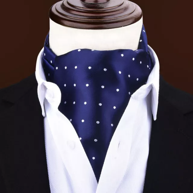 Mens Classic Formal Polka Dots Cravat Ascot Tie Scarves Wedding Party Necktie