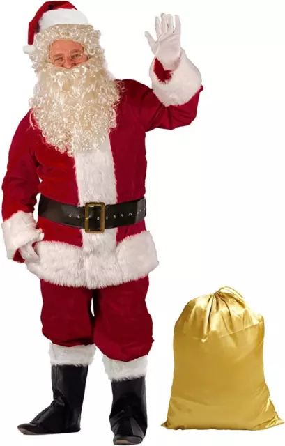 9Pc Luxury Santa Claus Fancy Dress Up Costume Father Christmas Suit Small