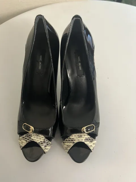 Marc Jacobs Vintage Leather Open Toe Pumps Made In Italy Size 38 Beautiful