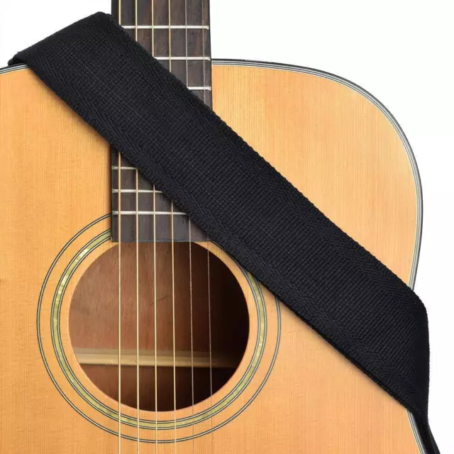 Black Guitar Strap Replacement Adjustable Nylon Belt Acoustic Electric Bass Will 2