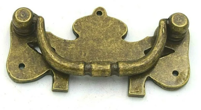 Cabinet pull handle ornate back plate solid brass with an aged bronze finish
