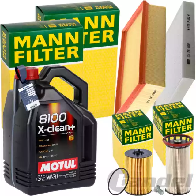 MANN INSPEKTIONSPAKET+5L MOTUL 5W-30 MOTORÖL passend für AUDI A3 VW GOLF 7 TDI