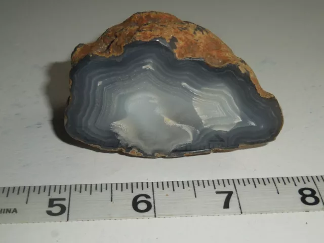 Polished Blue & White Lined Rock Stone Agate Collectible Paper Weight