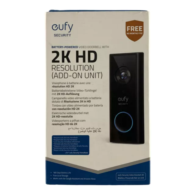 eufy Security, zusätzliche kabellose Video-Türklingel Akku, 2K HD, Türklingel