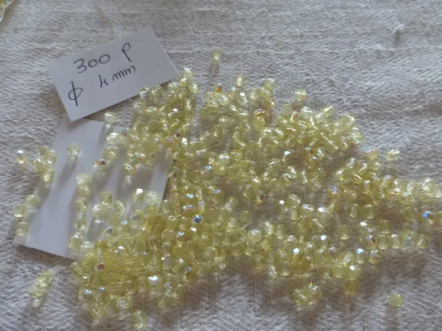 lot de 300 Perles facettes en  Cristal de bohème jaune jonquille AB 4 mm