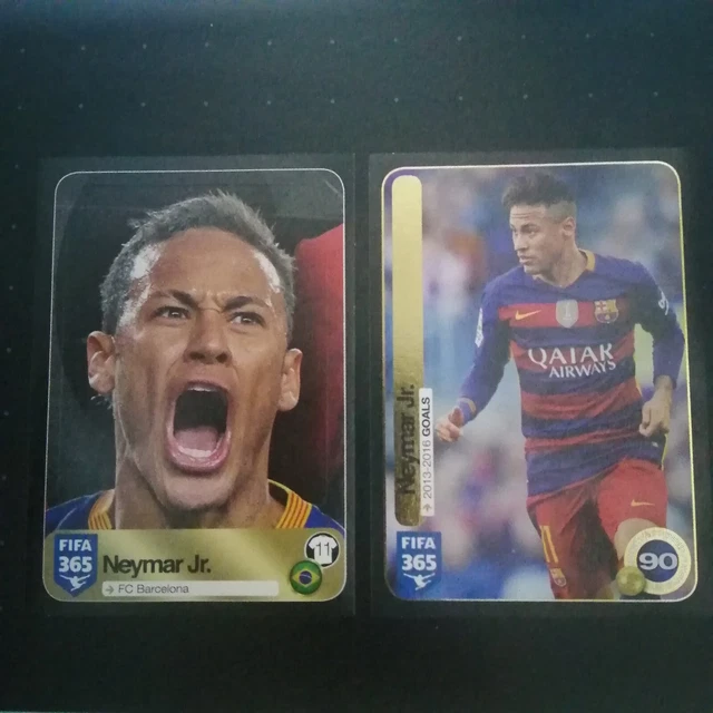 Neymar Jr. Panini FIFA 365 2 Soccer Stickers Goal Machines #113 & #563 2017 Rare