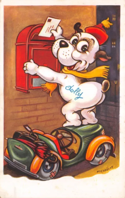 Old Comic Postcard Postbox Dog Used Unused Good Good Plus