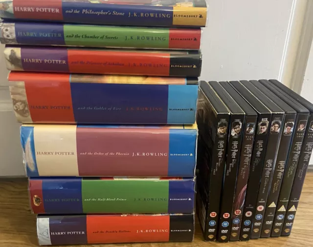 Harry Potter Complete Hardback Book Set Books 1-7 Bloomsbury First Edition + Dvd