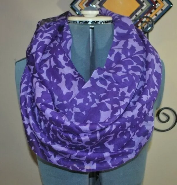 BAJRA Cashmere / Silk Infinity Scarf Purple Print Handmade in Nepal EUC BAJRA Cashmere / Silk Infinity Scarf Purple Print Handmade in Nepal EUC