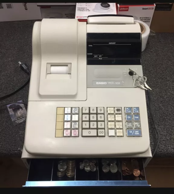 Casio PCR-308 Electronic Personal Cash Register with 2 keys USED
