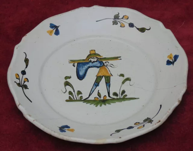 rare assiette faience la tronche 18eme decors personnage rare model peut courant