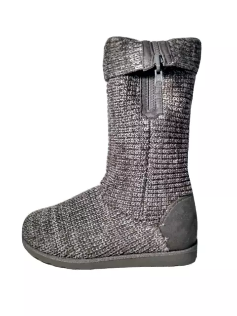 SO Authentic American Heritage Grey Knit Sweater Boots w Cuff Zipper Womens 10 M