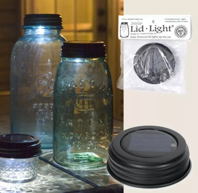 LOT OF 10 SOLAR Powered Mason Canning Fruit Ball Jar LED LID LIGHT Rustic Lamp