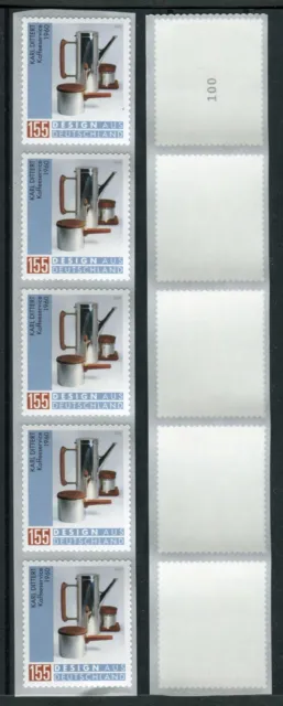 Bund Nr. 3570 R Rollenanfang 5er Streifen Zählnummer 100 postfrisch Selbstkleben