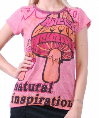 70er Donna Hippie Retro Top Acido Magic Mushroom Psy Goa T-Shirt Girlie Shirt
