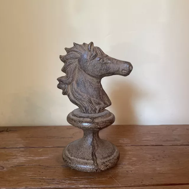 Vintage Cast Iron Horse Head Door Stop Bookend Equestrian Sculpture Rusty Patina
