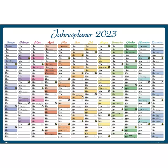 XXL Wandkalender Wandplaner Jahresplaner Kalender 2023 DIN A1 GEROLLT Bunt
