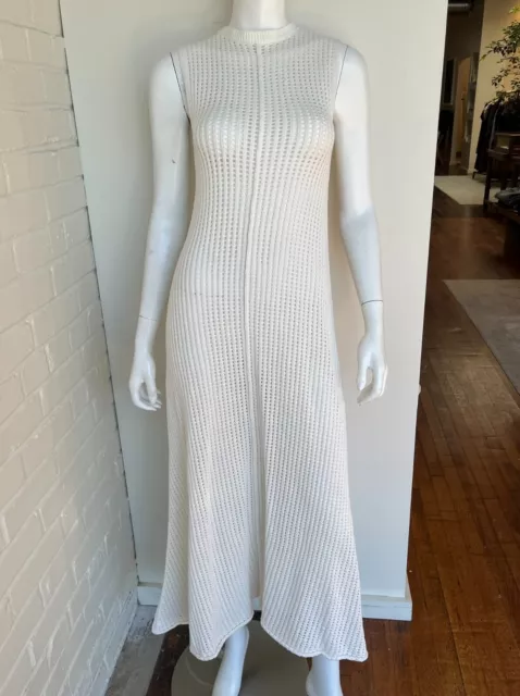 Dissh Knit Maxi Dress Ivory Sleeveless Cotton Size XS