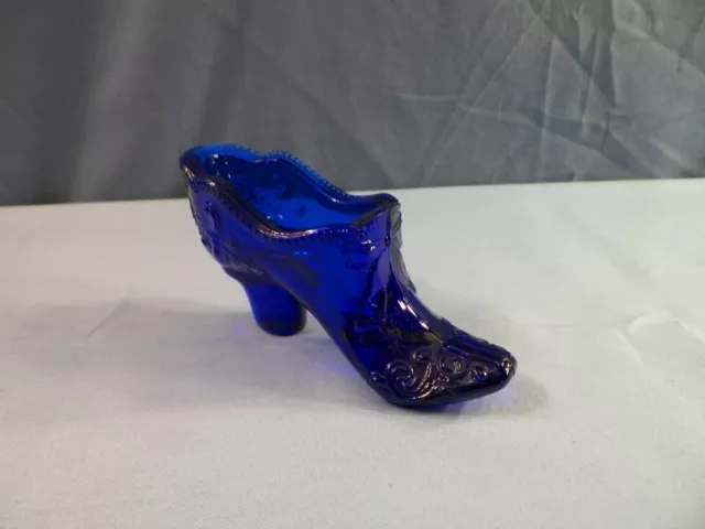 Mosser Cobalt Blue Glass Bow & Scrolls Slipper or Shoe