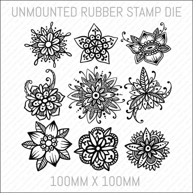 Henna Mehndi Floral Unmounted Rubber Stamp Die Card Making Scrapbooking - ST0505
