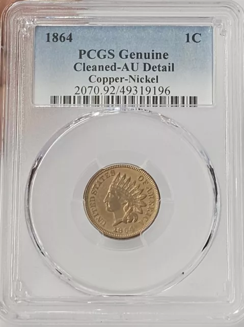 1864-P Indian Head Cent Penny Copper Nickel AU Almost Uncirculated Details PCGS