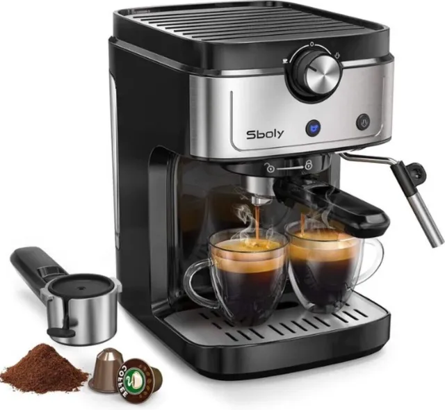 Machine Expresso 2 en 1 : café moulu ou capsule Nespresso Sboly SYCM-265EA