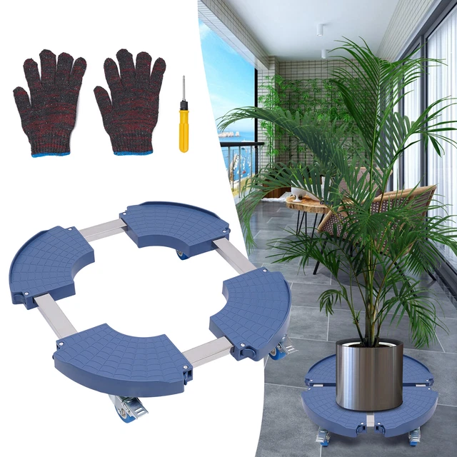 Supporti Per Piante Con Ruote 360° Regolabili | 2 Pezzi, Da 38 A 48 Cm, Carrelli Portavasi In ABS E Acciaio | Capacità 150 Kg, Per Grandi Fioriere Da Interno/esterno