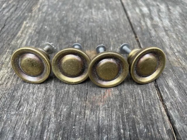 Lot (4) Vintage Brass Dresser Pulls Knobs Handles Antique Drawer Cabinet