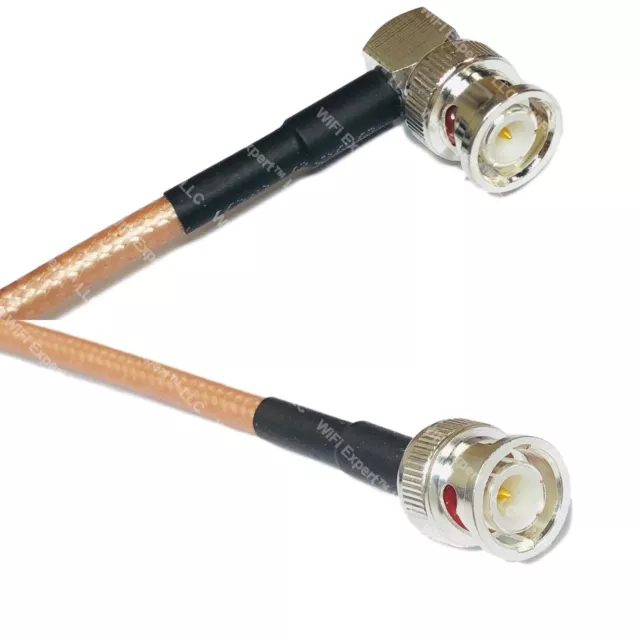 RG400 Plata BNC ÁNGULO MASCULINO a BNC MACHO Cable RF Coaxial EE. UU. Lote