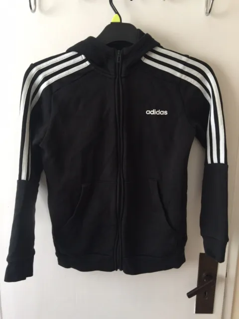 Young Girls Black Adidas Sports Hoodie Tracksuit top Age 11 -12 Years