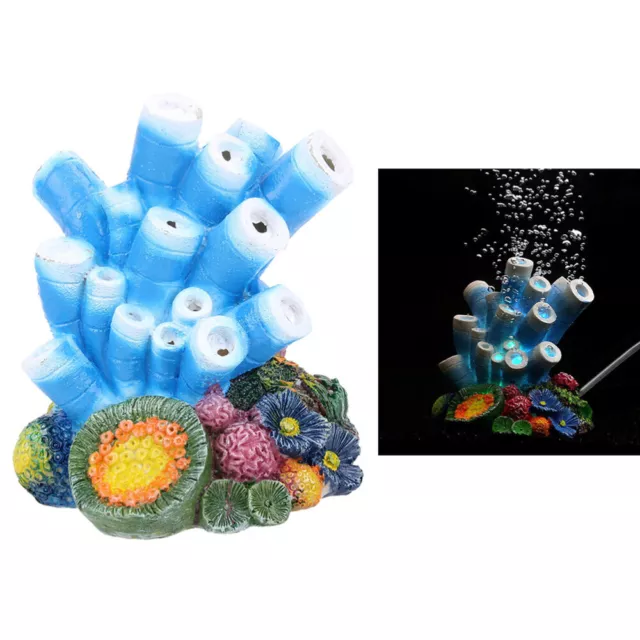 Fish Tank Decor Air Bubble Stone Blue Coral Oxygen Pump Resin Ornament