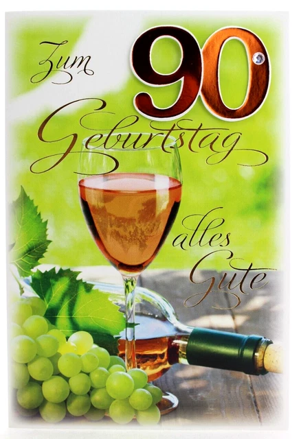 Olivia Samuel 90. Geburtstagskarte - Motiv 'Sonne & Wein', A5, Hochglanz, Mit Umschlag