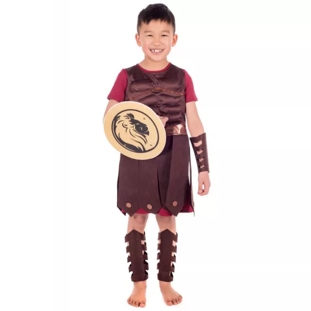 Kids Gladiator Costume + Shield S - XL Boys Roman Warrior Soldier Halloween