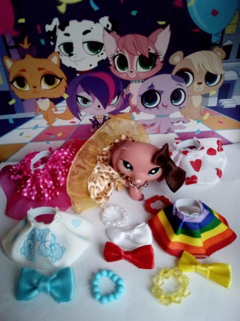 Lot De 15 Accessoires Littlest Pet Shop – Tenue Rose Pour Chat Et Chien – Authentiques Hasbro