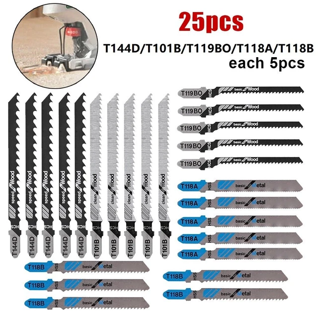 25PCS TSHANK FOR Craftsman Jig Saw Blades Saber Scroll Pattern Cutting