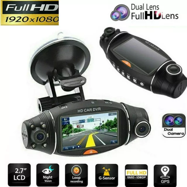 HD 1080P Dual Lens GPS Car DVR Camera Vehicle Dash Cam Video Recorder G-sensor