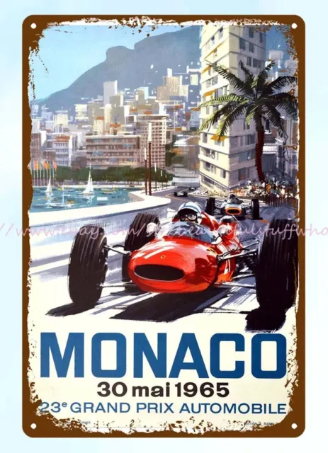 Sport Monaco 1965 Grand Prix Formula One Motor car racing metal tin sign