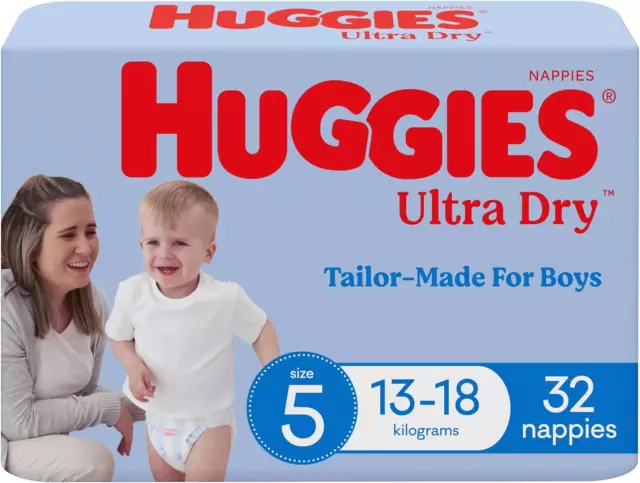 Ultra Dry Nappies Boys Size 5 (13-18Kg) 32 Count