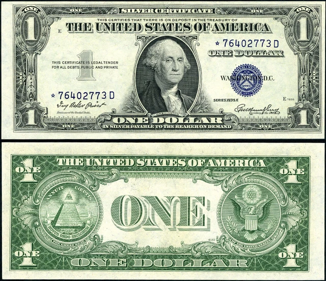 FR. 1614 $1 1935-E Silver Certificate *-D Block Choice CU Star